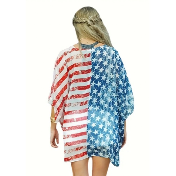 🇺🇸 USA Flap Kimono Cover-Up - Plus Size OS - Picture 2 of 5